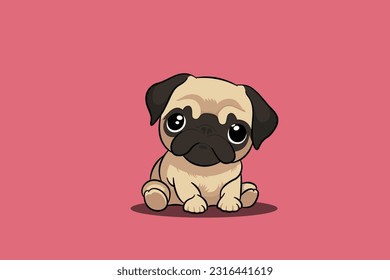 Cut pug Babyhund minimaler Vektorgrafik