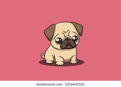 Cute pug baby dog minimal vector