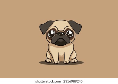 Cute pug baby dog vector