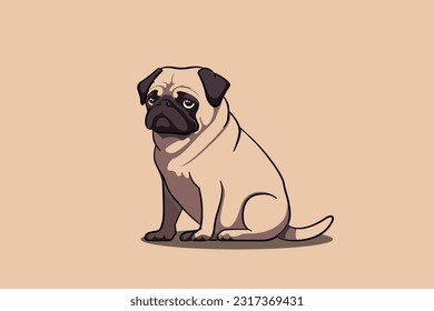 Cute pug baby dog vector