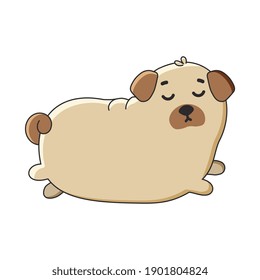 Cute pug in cartoon style. Vector illustration isolated on white background. Print for t-shirts, stickers,  design and more.