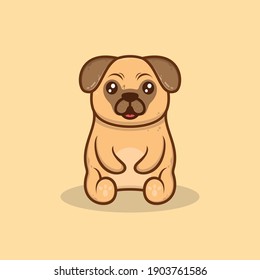 Cute Pug Cartoon Vector Illustration