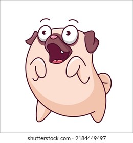 Cute Pug Character. Pug character hand drawn style, sticker, emoji