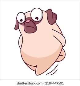 Cute Pug Character. Pug character hand drawn style, sticker, emoji