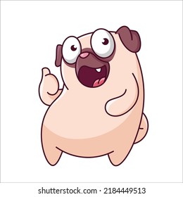 Cute Pug Character. Pug character hand drawn style, sticker, emoji