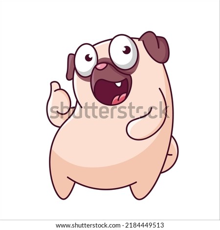 Cute Pug Character. Pug character hand drawn style, sticker, emoji