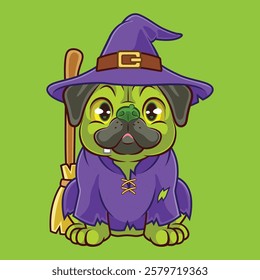 CUTE PUG CHARACTERS WITH HALLOWEEN THEME