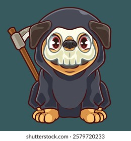 CUTE PUG CHARACTERS WITH HALLOWEEN THEME