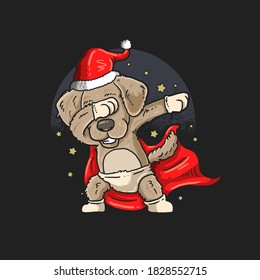 cute pug dabbing dance illustration vector graphic