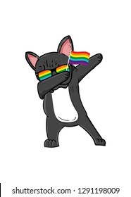 cute pug dabbing gay pride flag colorful rainbow gay lgbt poster