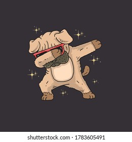 cute pug dabbing illustration vector graphic