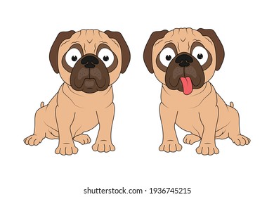 cute PUG Dog animal cartoon, simple vector illustration