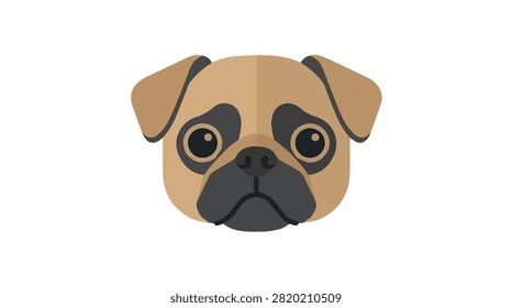 Cute pug dog with brown and black fur and large eyes, showcasing an adorable face perfect for pet care and animal communicator themes