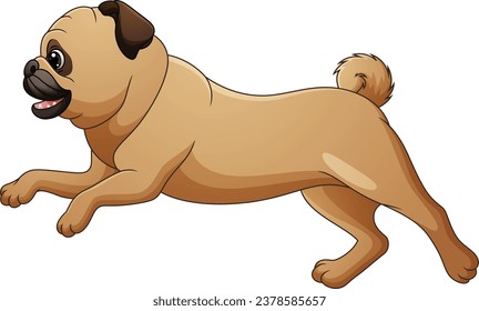 Cute pug dog cartoon isolated on white background