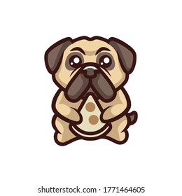 Cute pug dog cartoon logo vector mascot character