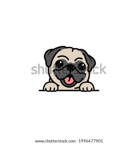 Cute pug dog cartoon, vector illustration Stockfoto © 