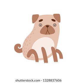 Cute Pug Dog, Funny Friendly Animal Pet Character Vector Illustration