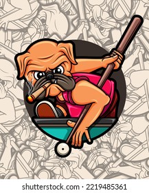 cute pug dog illustration design is perfect for t-shirt design and sticker design