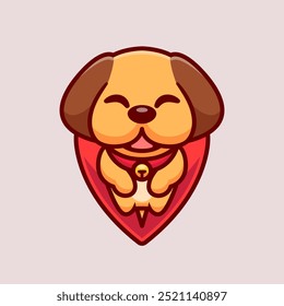 Cute Pug Dog Navigation Logo Cartoon Vector Icon Illustration. Animal Object Icon Concept Isolated Premium Vector. Flat Cartoon Style