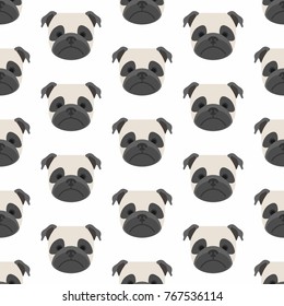 cute pug dog sad face animal in art background vector