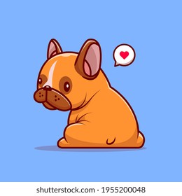 Cute Pug Dog Sitting Cartoon Vector Icon Illustration. Animal Nature Icon Concept Isolated Premium Vector. Flat Cartoon Style