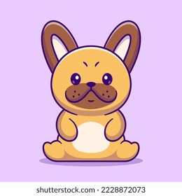Cute Pug Dog Sitting Cartoon Vector Icon Illustration. Animal Nature Icon Concept Isolated Premium Vector. Flat Cartoon Style