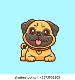 Cute Pug Dog Sitting Cartoon Vector Icon Illustration. Animal 
Nature Icon Concept Isolated Premium Vector. Flat Cartoon 
Style 