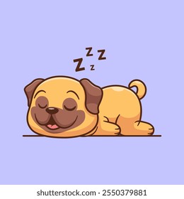 Cute Pug Dog Sleeping Cartoon Vector Icon Illustration. Animal 
Nature Icon Concept Isolated Premium Vector. Flat Cartoon 
Style 