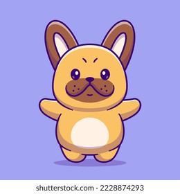 Cute Pug Dog Standing Cartoon Vector Icon Illustration. Animal Nature Icon Concept Isolated Premium Vector. Flat Cartoon Style