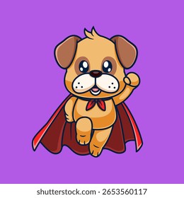 Cute pug Dog Super Hero Cartoon of illustration