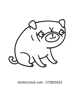 cute pug. funny dog. vector illustration