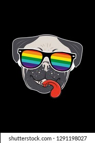 cute pug gay pride flag colorful rainbow gay lgbt poster