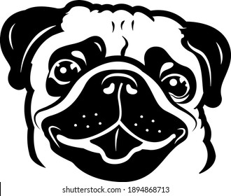 Cute Pug Head Vector Illustration  