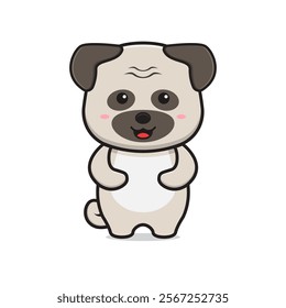 Cute pug hug character cartoon icon illustration. Design isolated flat cartoon style