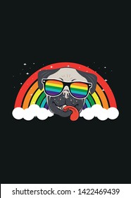 cute pug lgtb gay pride rainbow