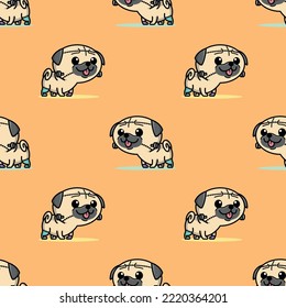 CUTE PUG IS LOOK LIKE A ZOMBIE CARTOON PATTERN