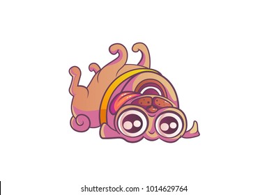 Cute pug lying upside down. Vector Illustration. Isolated on white background.