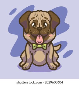 Cute pug mascot illustration design