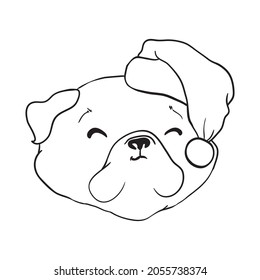 Cute pug. Portrait of dog in sketch style. Hand drawn vector illustration. Black and white monochrome animal illustration.