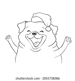 Cute pug. Portrait of dog in sketch style. Hand drawn vector illustration. Black and white monochrome animal illustration.