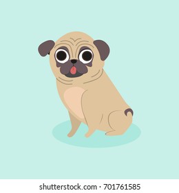 Cute Pug Puppy isolated on light background. Vector illustration