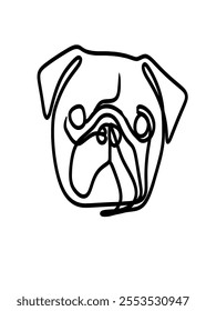 cute pug puppy line art	