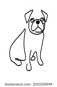 cute pug puppy line art	