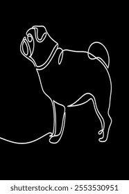 cute pug puppy line art	