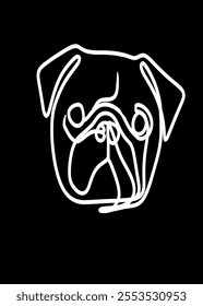 cute pug puppy line art	