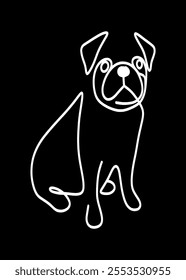 cute pug puppy line art	