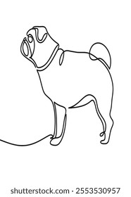 cute pug puppy line art	