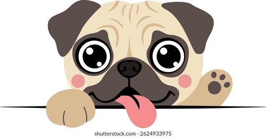 Cute Pug Puppy Peeking Over Edge
