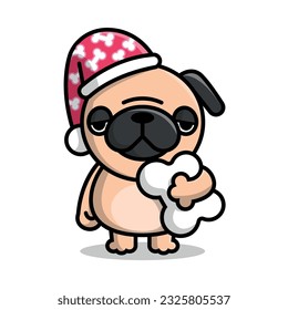 CUTE PUG WITH SLEEPY EYES CARTOON VECTOR