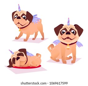 Cute pug in unicorn costume. Unicorn Dog. It can be used for sticker, patch, phone case, poster, t-shirt, mug and other design.